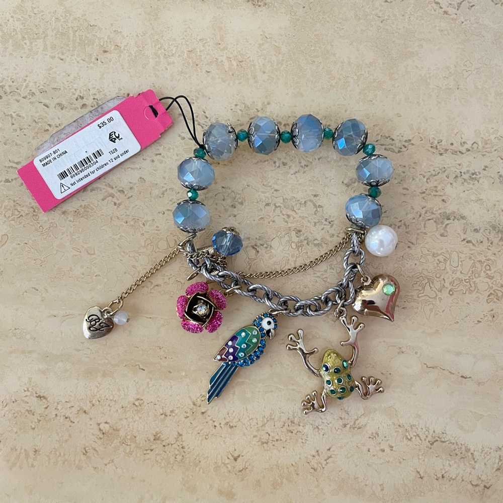 Betsey Johnson Frog Parrot and Rose Bracelet